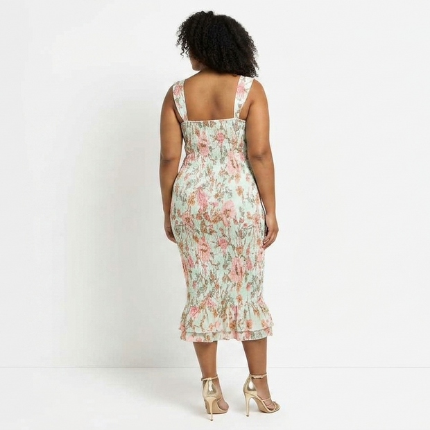 Hemant & Nandita- The Floral Smocked Midi Dress