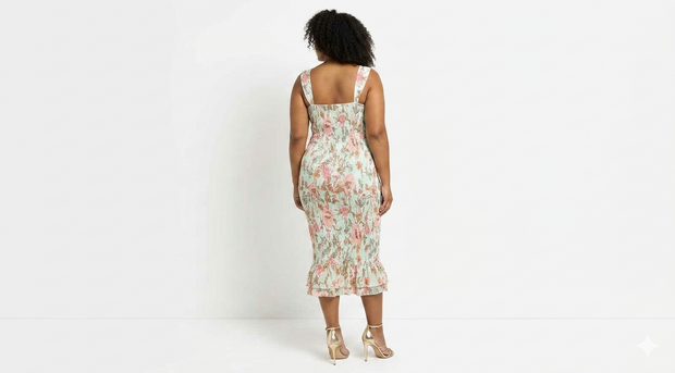 Hemant & Nandita- The Floral Smocked Midi Dress