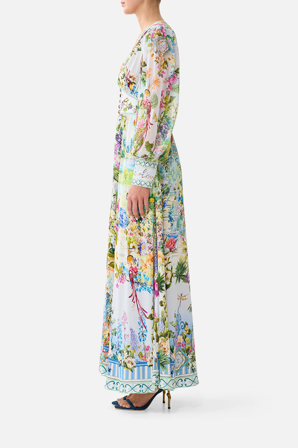 Camilla-SHAPED WAIST V-NECK MAXI DRESS (Special Order)