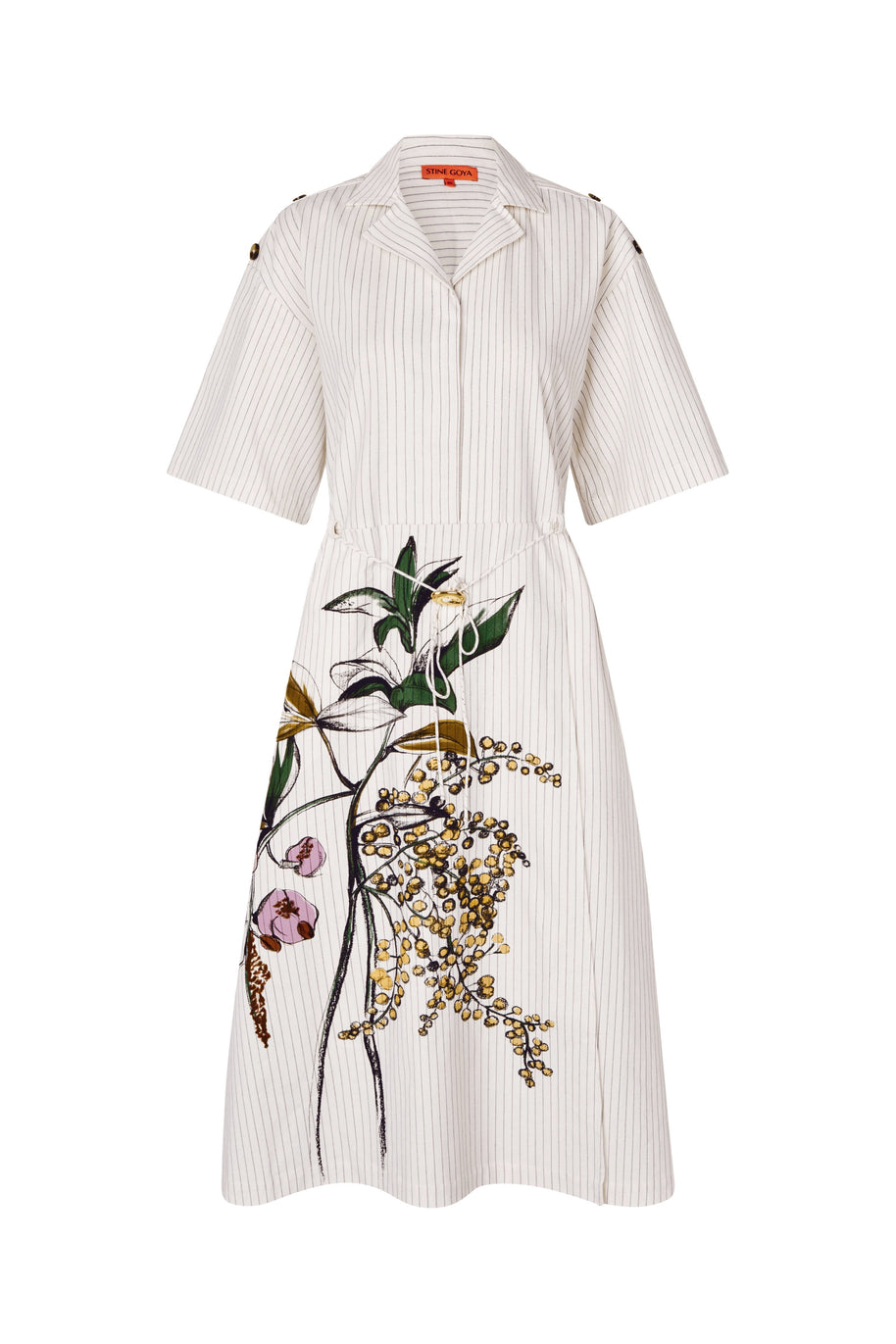 Stine Goya - Crisp Stripe Shirting, Workwear Midi Dress  - Image 1