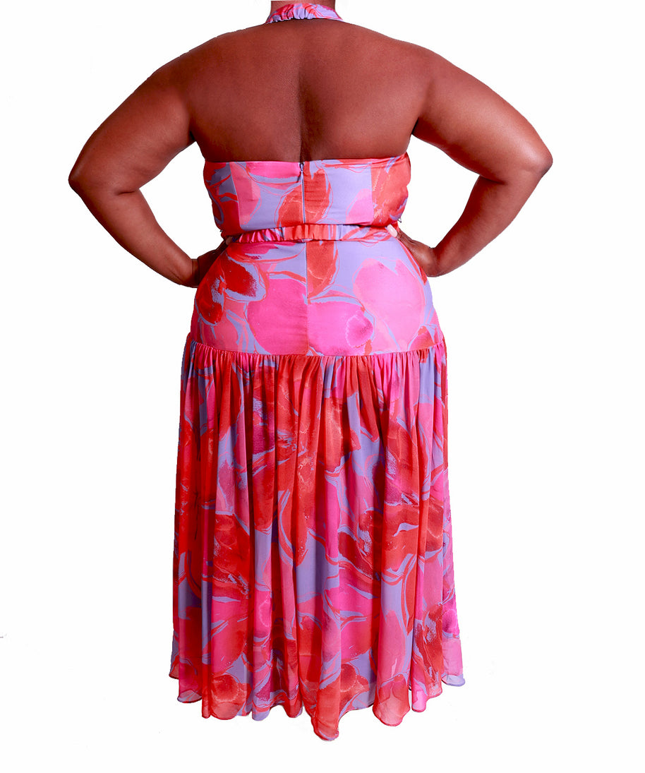 Hutch-Aza Maxi Dress - Halter neck belted maxi dress - Image 2