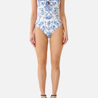 Camilla-TIE FRONT HALTER ONE PIECE W GATHERED SIDES (Special Order)