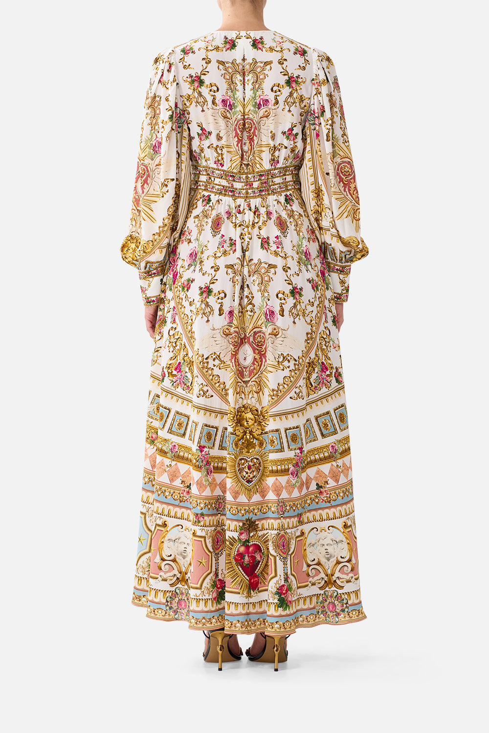 Camilla-SHAPED WAIST V-NECK MAXI DRESS (Special Order)