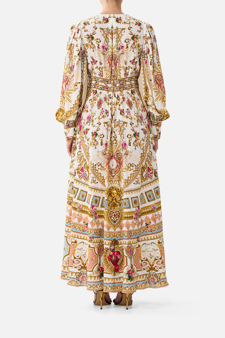 Camilla-SHAPED WAIST V-NECK MAXI DRESS (Special Order)