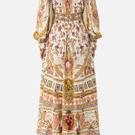 Camilla-SHAPED WAIST V-NECK MAXI DRESS (Special Order)