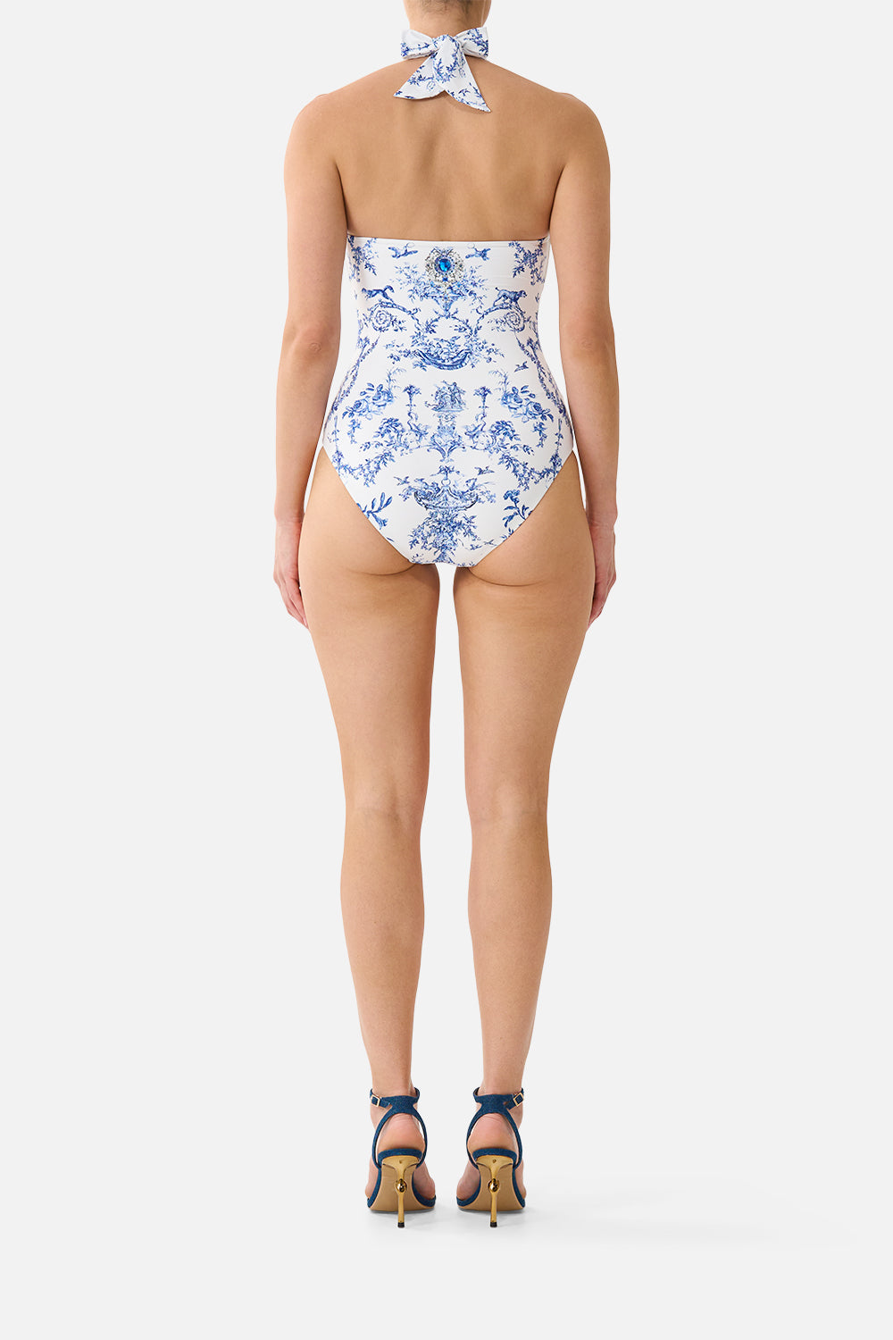 Camilla-TIE FRONT HALTER ONE PIECE W GATHERED SIDES (Special Order)
