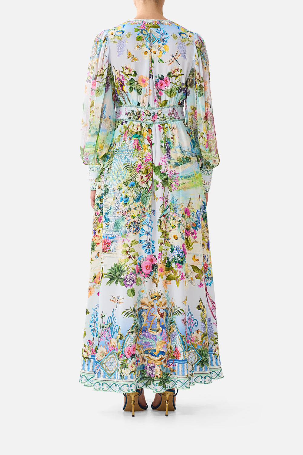 Camilla-SHAPED WAIST V-NECK MAXI DRESS (Special Order)